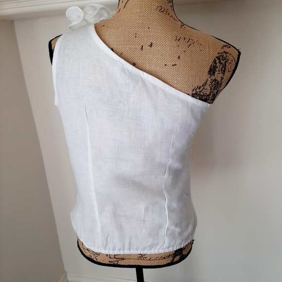 ADRIANA CONTRERAS ONE SHOULDER LINEN TOP - Picture 2 of 9